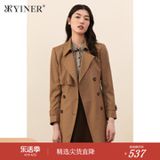 yiner音儿女装秋季中长款含羊毛西装领风衣外套