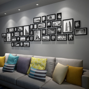 客厅实木照片墙创意欧式沙发多相片墙大尺寸相框墙组合艺术文化墙
