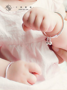 宝宝银手镯99足银儿童小孩铃铛银镯子婴儿满月银饰品可爱