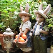 户外花园大号兔子装饰摆件美式乡村做旧复古落地庭院园艺景观摆件