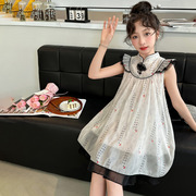 女童水墨连衣裙夏季夏(夏季夏)款2024儿童夏装，中大童洋气国风公主裙子