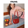 MUVA马鞍包腋下包女复古红色 斜挎包真皮高级感小众设计包包