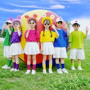 儿童纯棉男女糖果色，彩色短袖t恤小学生幼儿园，亲子装班服体恤衫