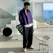 MRCYC韩版小众设计感短款夹克男春秋季潮流休闲高街翻领外套上衣