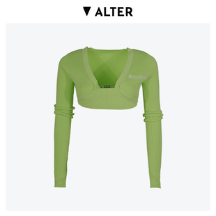 ROLLING ACID 设计师品牌 ALTER 荧光绿色性感紧身超短上衣