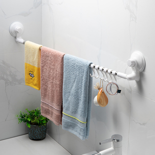 吸盘式免打孔毛巾架可伸缩转角挂杆浴室卫生间吸壁墙挂钩置物架子