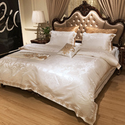 定制欧式纯白色四件套18m酒店，全棉提花床上用品，六件套刺绣床盖床