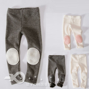 韩国儿童裤子进口童装冬季女宝宝婴幼儿童加厚纯色补丁打底裤