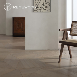 remewood橡木多层实木，复合异形拼花地板灰色系，桦木地暖木地板家用
