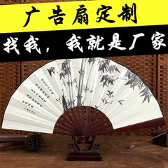 10寸丝绸大绢扇子中国风古风折扇雕刻手工艺复古典男折叠扇竹