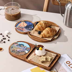 日式实木质托盘下午茶蛋糕小餐盘子点心零食木头餐具家用面包甜品