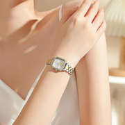 韩版聚利时手表女时尚钢带方形水钻小金表简约无秒针石英女表