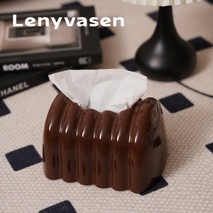 lenyvasen创意巧克力陶瓷纸巾盒餐巾纸，收纳盒装饰品设计感抽纸盒