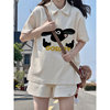 日系学生polo衫短袖短裤，运动套装女夏季学院风韩版宽松休闲两件套