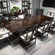 厂非洲黑檀实木大板茶桌新中式茶台茶桌椅组合办公家具整块原木品