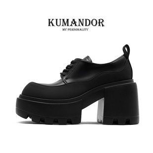 不被定义kumandor真皮厚底，单鞋女粗跟百搭英伦风高跟小皮鞋