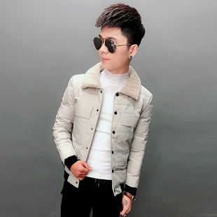 网红棉袄男冬季保暖短款棉衣快手同款帅气外套修身毛领潮