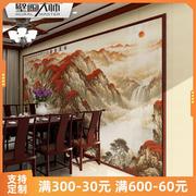 新中式山水壁布客厅沙发电视背景墙壁纸无纺布墙纸8D国画鸿运当头