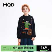 MQD童装男童毛衣针织衫秋冬半高领保暖趣味儿童上衣