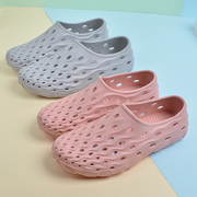 塑料凉鞋女夏季透气镂空护士白色洞洞鞋妈妈平底玩水沙滩鞋男雨鞋