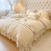 高级感宫廷蕾丝边100全棉，四件套立体玫瑰法式纯棉，床单被套床上品4