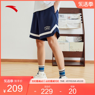安踏针织篮球短裤男夏季透气抽绳系带五分裤运动裤152428329