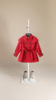 童装女童红色斗篷风衣小童，时尚大衣格纹内衬双排扣洋气外套潮