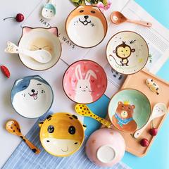 少女心卡通宝宝吃饭碗创意日式可爱陶瓷汤面碗家用好看的碗勺套装