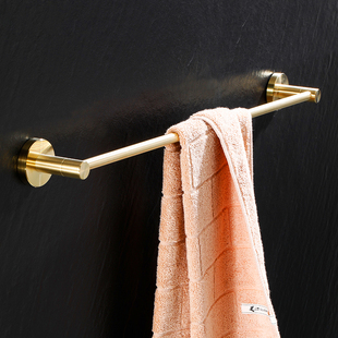 浴室毛巾架不锈钢金色轻奢卫生间毛巾，杆单杆免打孔墙上凉毛巾架子