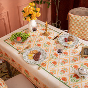 田园花卉防水桌布轻奢雪尼尔长方形台布，定制茶几圆桌布餐桌盖布