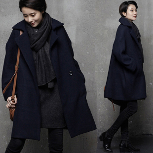 2023冬季韩版女装，茧型中长款毛呢外套，韩国妮子呢子廓形大衣