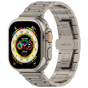 适用applewatchultra2纯钛表带苹果手表s8钛带iwatch9876se254高级钛合金手表带ultra2金属保护壳49mm