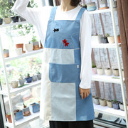 漫笛儿亚麻韩版时尚，成人厨房反穿衣可爱罩衣卡通工作服长袖围裙
