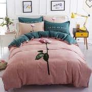 床上四件套全棉纯棉简约1.8m2.0米网红床单被套磨毛家纺