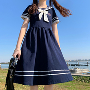 12-15岁女大童海军领连衣裙夏装14小学生日系宽松JK中长裙子
