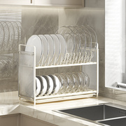 厨房碗碟架双层沥水家用放碗置物架台面多功能橱柜餐具盘子收纳架