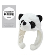 熊猫帽子儿童亲子帽冬季毛绒熊猫头帽子防寒保暖帽子表演用卡通帽