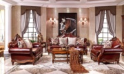 hg986美式沙发美式古典沙发大美沙发，欧式沙发全实木真皮沙发242