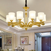 现代简约美式客厅吊灯简欧水晶玉石全铜卧室餐厅灯具大气欧式铜灯