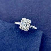 18k白金祖母绿钻石1克拉giavv2级别h色女款戒指，钻戒珠宝定制