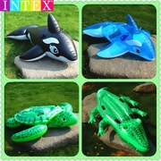 大型动物游泳圈鲨鱼，蓝海豚黑鲸鱼大海龟玩具，儿童成人水上充气坐骑