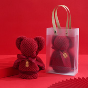 结婚毛巾创意红色小熊毛巾喜铺结婚伴手礼回礼，伴娘实用小礼盒