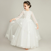儿童礼服公主裙女童婚纱白色花童长裙，蓬蓬纱裙钢琴演出表演服洋气