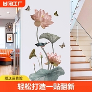 墙贴中国风墙纸自粘卧室墙上遮丑贴画可移除装饰背景花卉贴纸壁纸