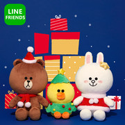 韩国LINE FRIENDS布朗熊可妮兔圣诞节玩偶莎莉鸡公仔毛绒玩具