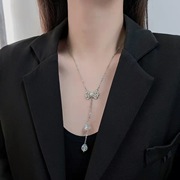镶钻蝴蝶结吊坠项链女韩国设计感轻奢个性网红气质甜酷锁骨链