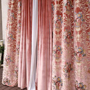 美式法式奢华窗帘别墅，卧室绒布刺绣洛可可红色高档加厚欧式宫廷风
