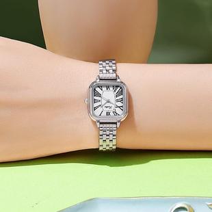 时尚女表带个性手表不锈钢表盘罗马气质士手表诗高迪方形