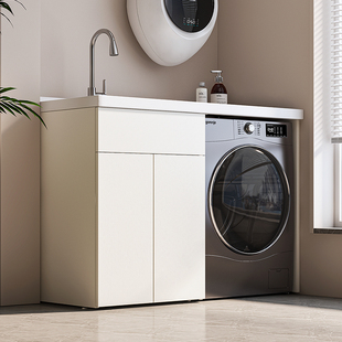 蜂窝铝阳台滚筒洗衣机柜一体，柜组合伴侣，带搓板洗衣柜洗衣池可定制