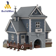 buildmoc拼装积木玩具干船坞，船舶停泊站，码头港口渡船房子街景建筑